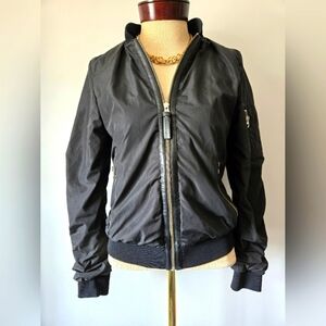Mackage Black BomberJacket With Leather Trim. Size XXS